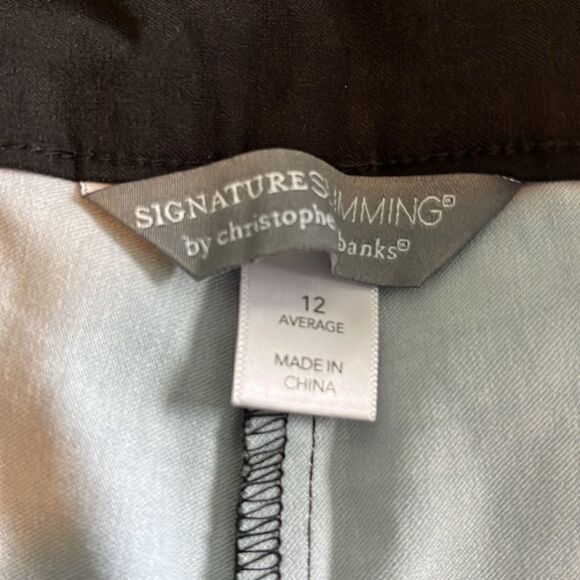 Christopher & Banks Signature Slimming Capri Teal & Citron Medallion Floral Trim - Picture 6 of 9